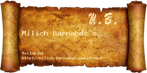 Milich Barnabás névjegykártya